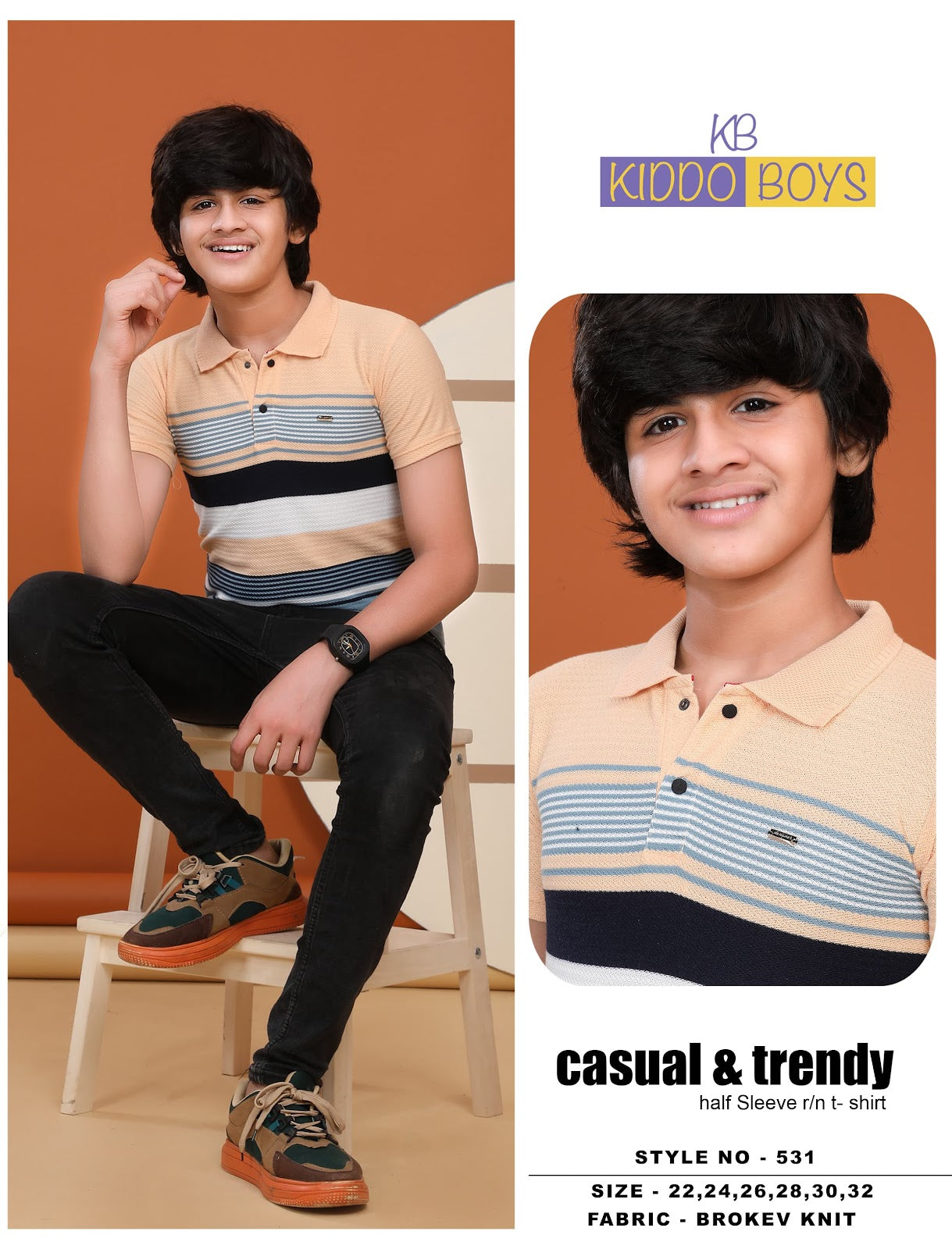 Style No 531 Kiddo Auto Stripes Boys Tshirt Wholesale