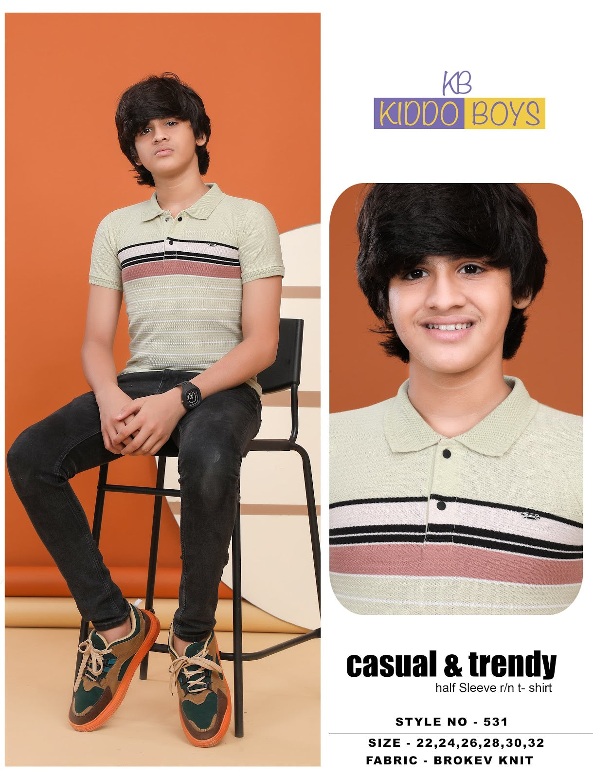 Style No 531 Kiddo Auto Stripes Boys Tshirt Wholesale