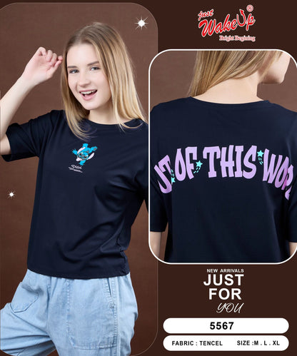 Style No 5567 Wakeup Tencil Women Tshirt Wholesaler India