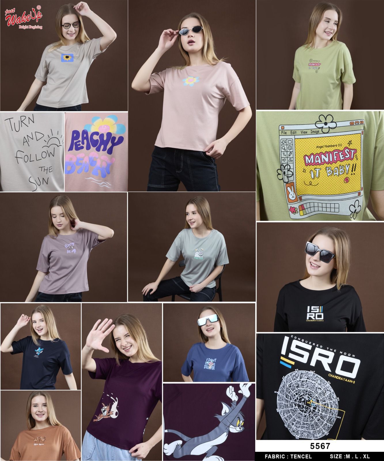 Style No 5567 Wakeup Tencil Women Tshirt Wholesaler India