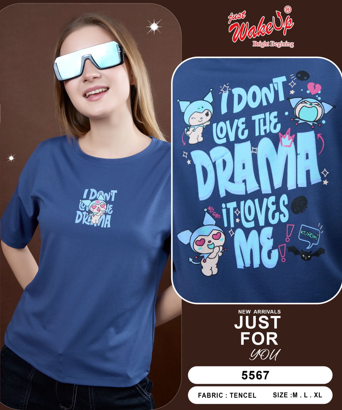 Style No 5567 Wakeup Tencil Women Tshirt Wholesaler India