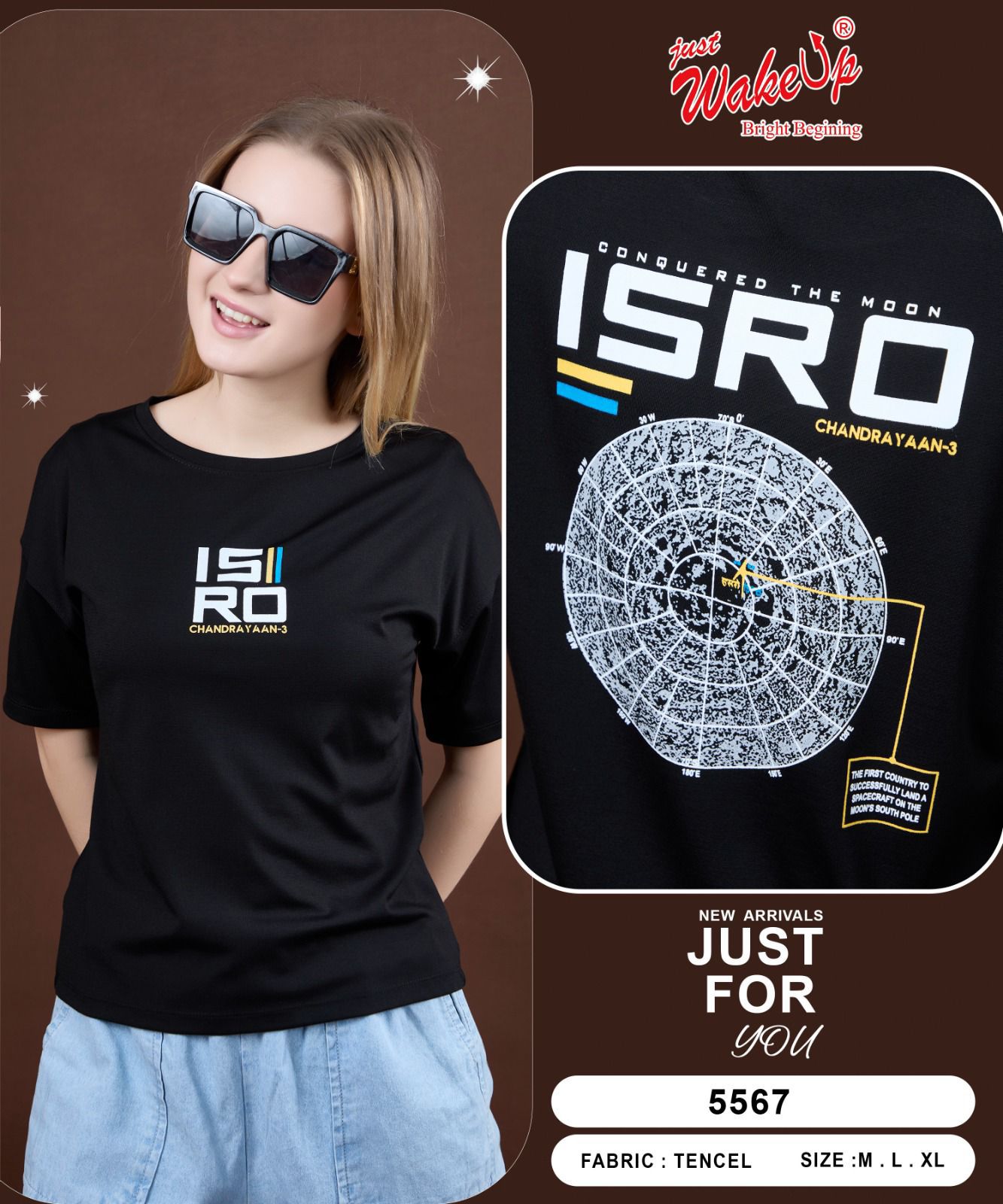 Style No 5567 Wakeup Tencil Women Tshirt Wholesaler India