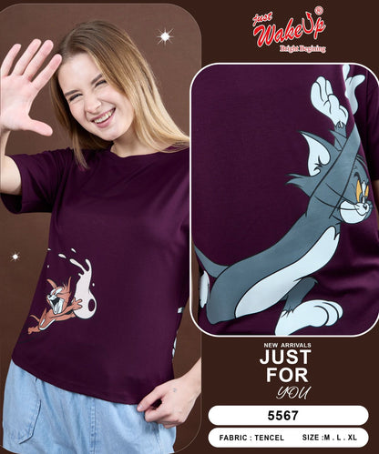 Style No 5567 Wakeup Tencil Women Tshirt Wholesaler India
