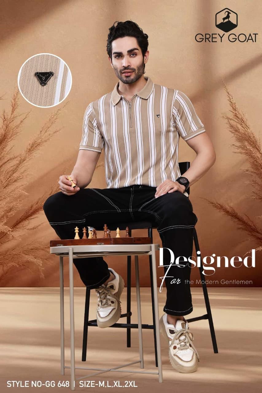 Style No 648 Grey Goat Vertical Mens Tshirts Supplier Ahmedabad