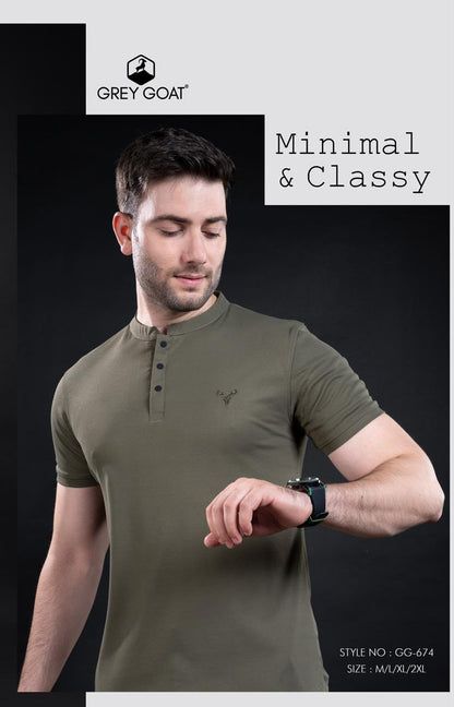 Style No 674 Grey Goat Interlock Mens Tshirts Wholesaler