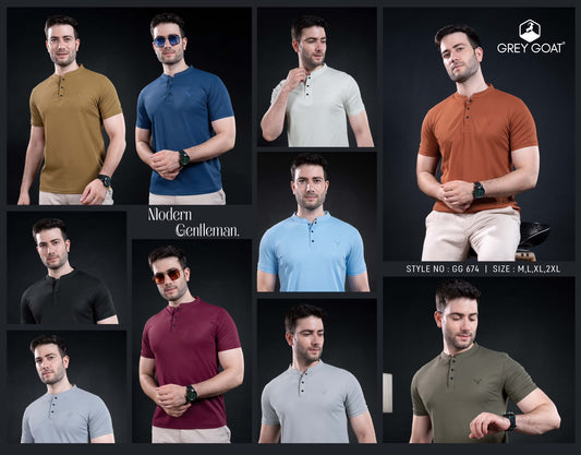 Style No 674 Grey Goat Interlock Mens Tshirts Wholesaler