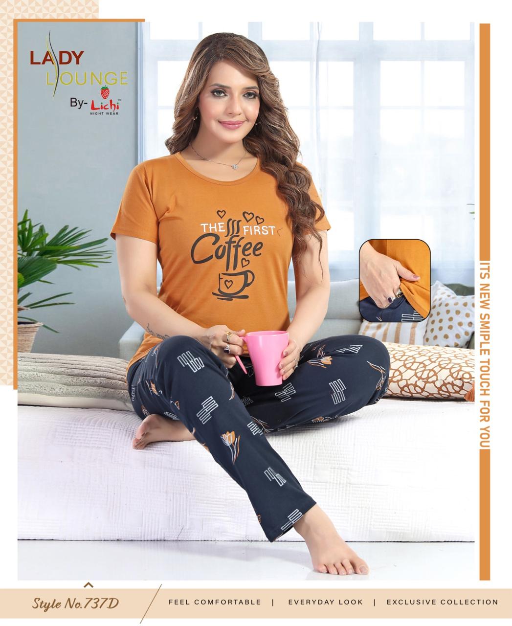 Style No 737 Lichi Hosiery Pyjama Night Suits Wholesaler India