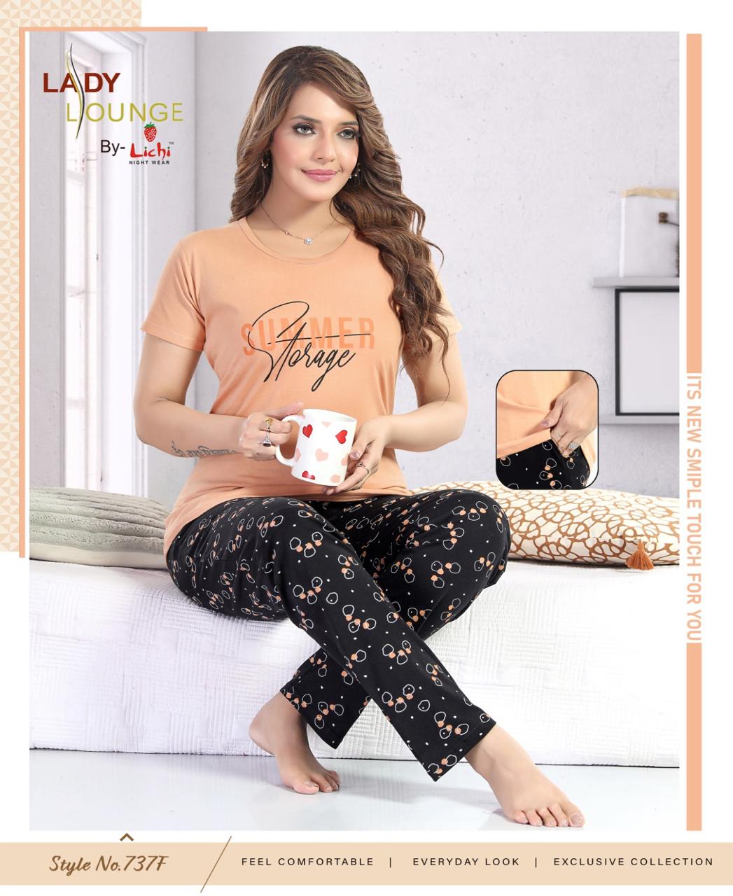 Style No 737 Lichi Hosiery Pyjama Night Suits Wholesaler India