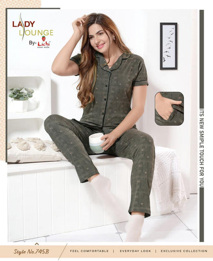 Style No 745 Lichi Hosiery Collar Night Suits Manufacturer Gujarat