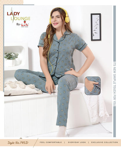 Style No 745 Lichi Hosiery Collar Night Suits Manufacturer Gujarat