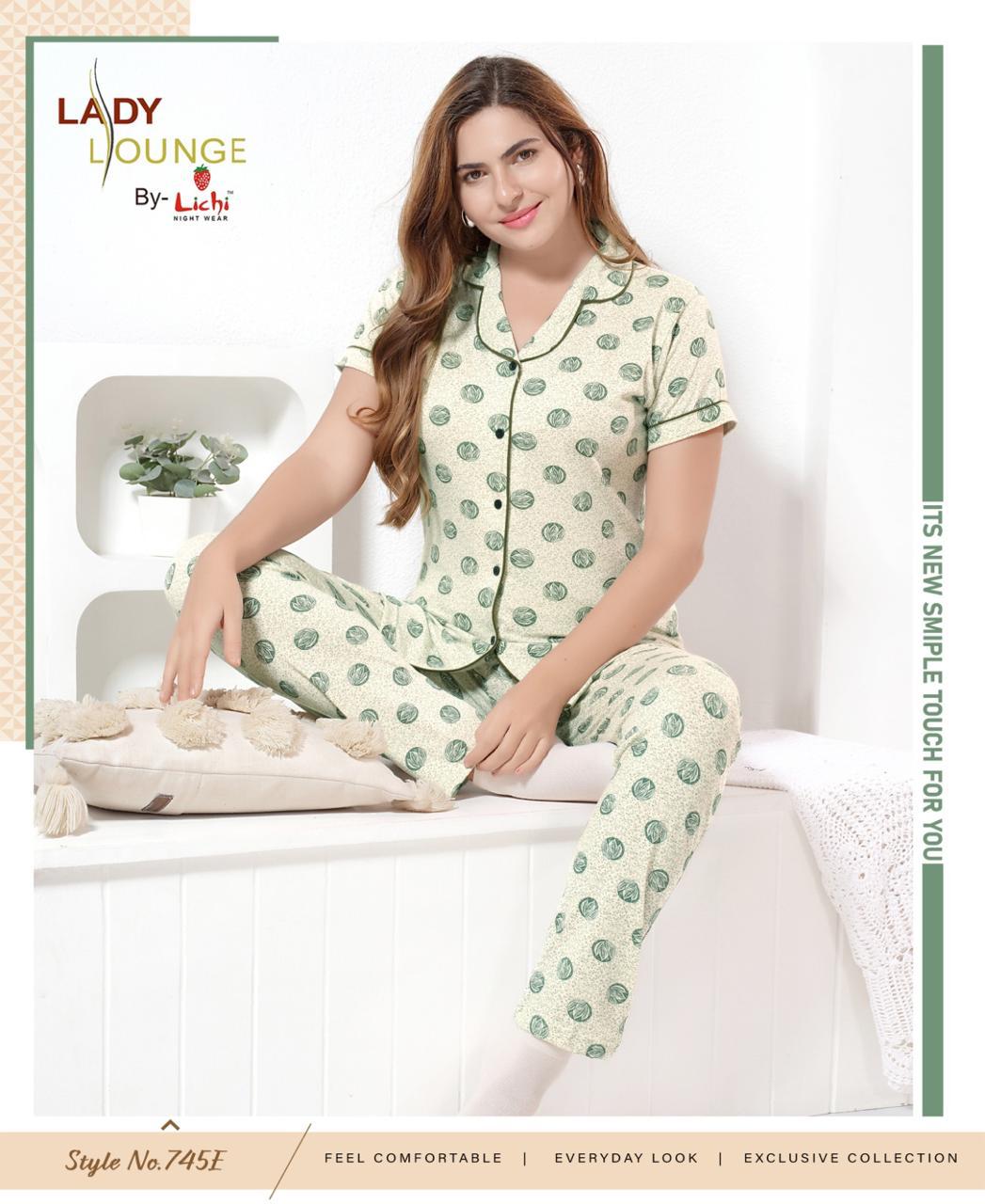 Style No 745 Lichi Hosiery Collar Night Suits Manufacturer Gujarat