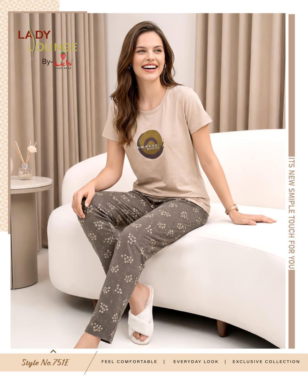 Style No 751 Lichi Cotton Pyjama Night Suits Manufacturer Gujarat