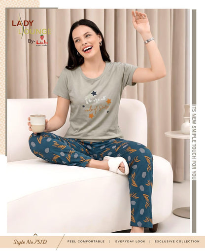 Style No 751 Lichi Cotton Pyjama Night Suits Manufacturer Gujarat