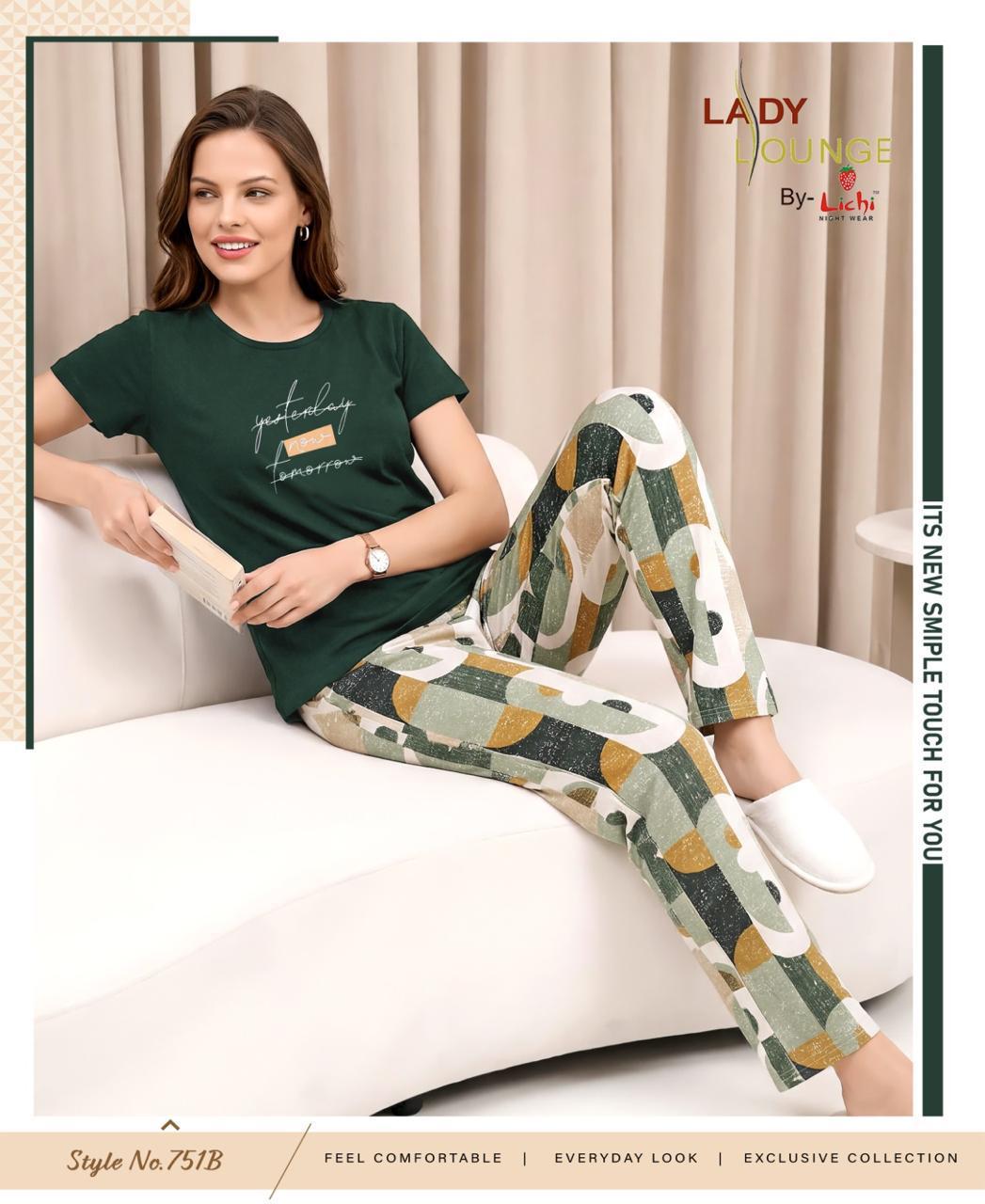 Style No 751 Lichi Cotton Pyjama Night Suits Manufacturer Gujarat