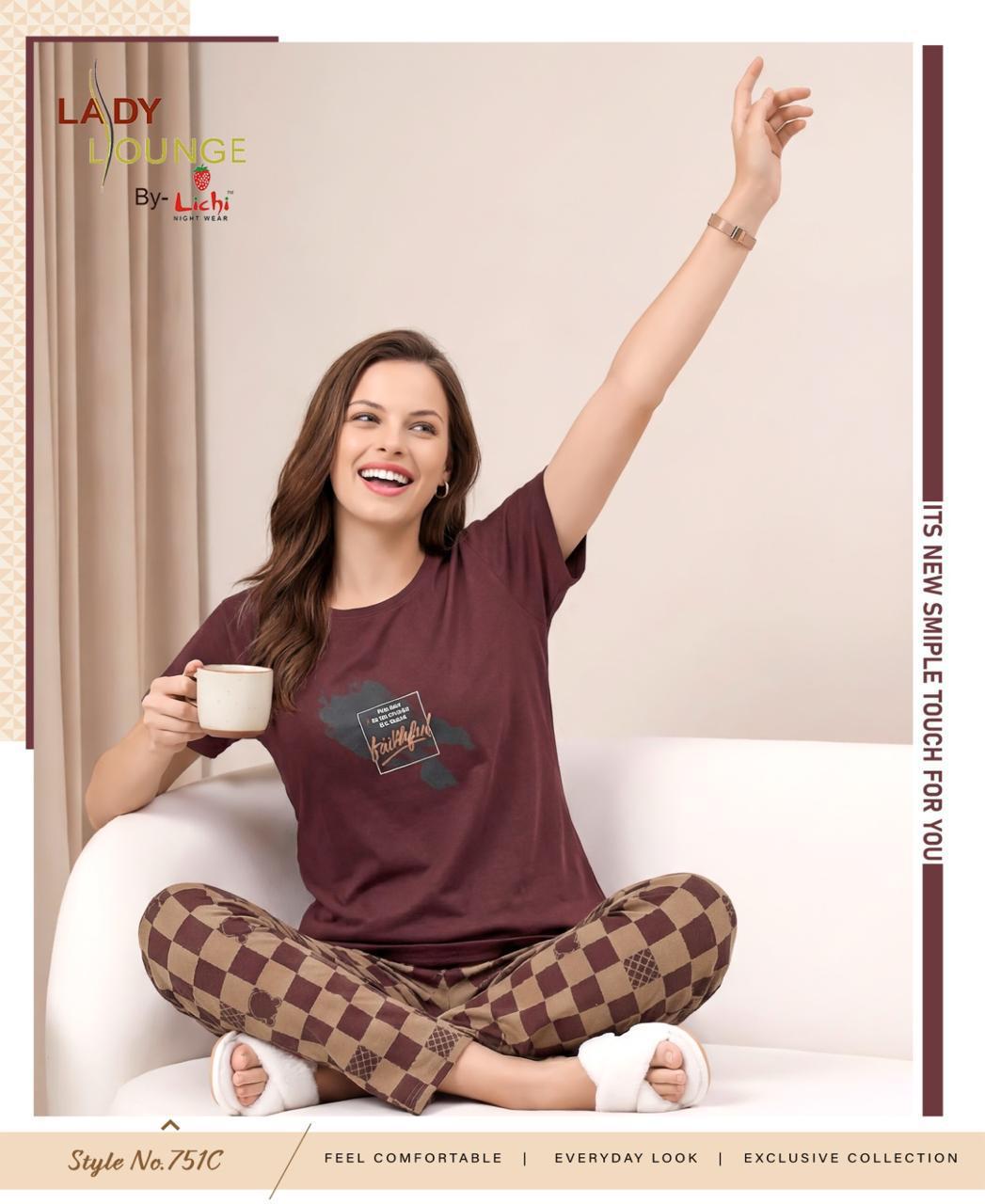 Style No 751 Lichi Cotton Pyjama Night Suits Manufacturer Gujarat