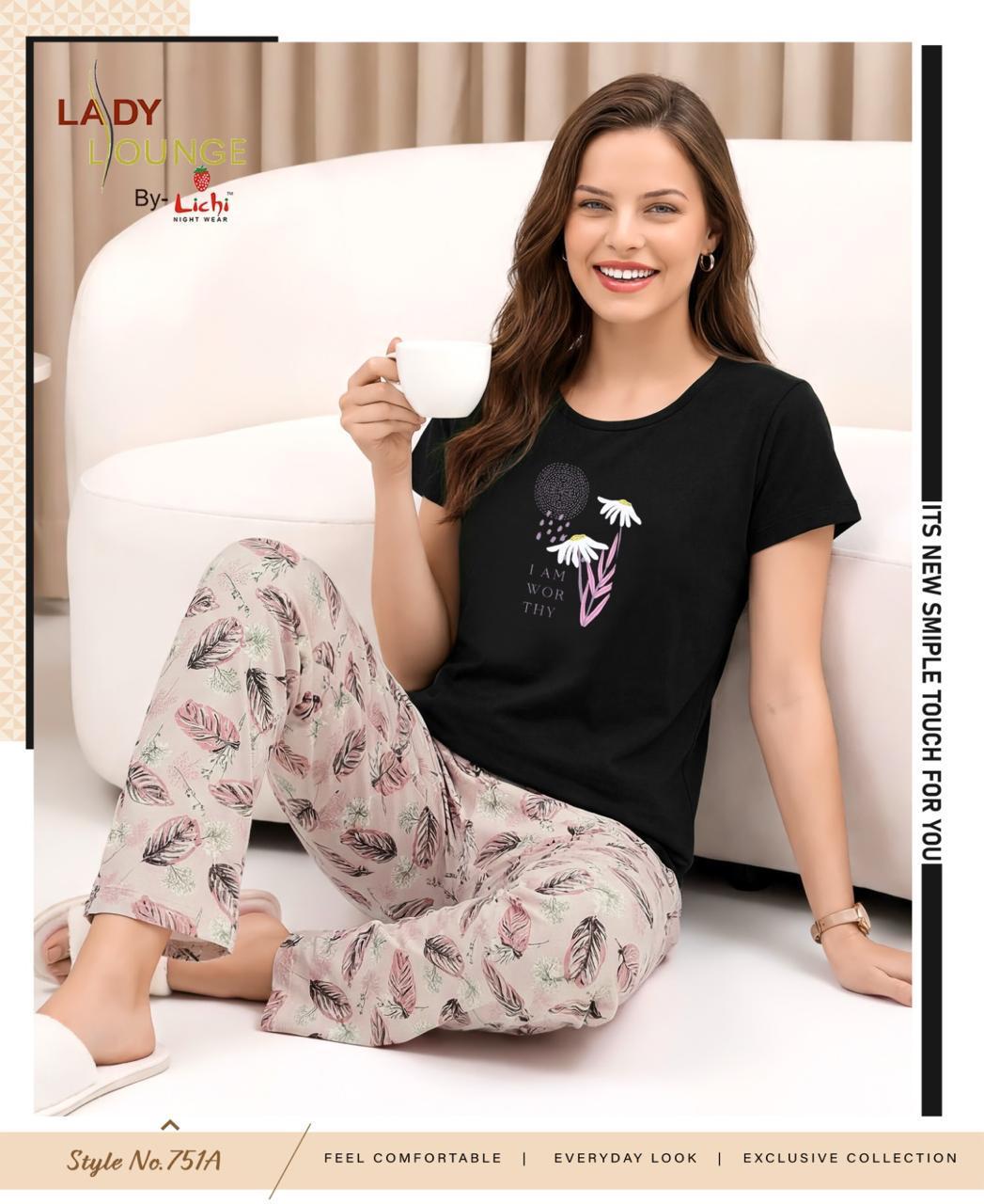 Style No 751 Lichi Cotton Pyjama Night Suits Manufacturer Gujarat