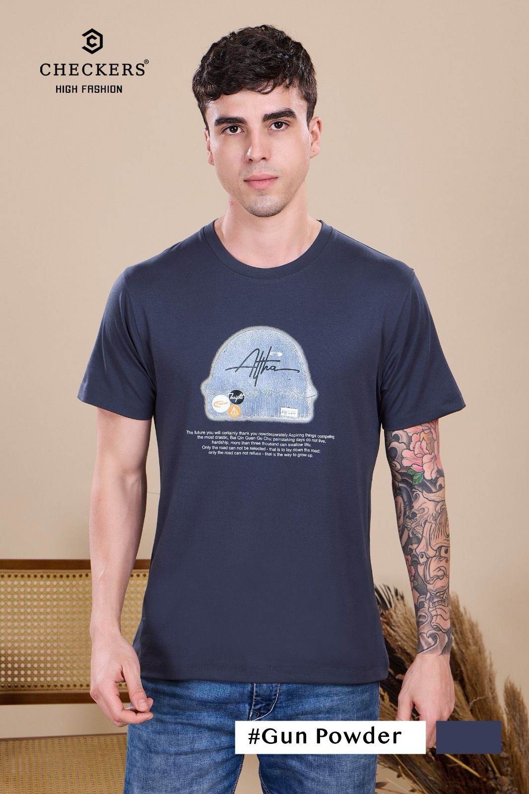 Style No 809 816 Checkers Tencil Lycra Mens Tshirts Supplier