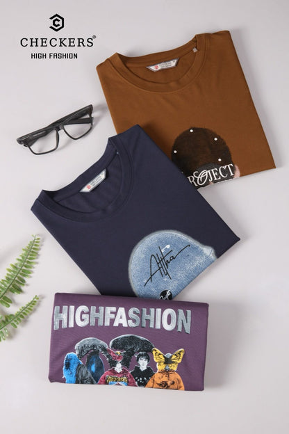 Style No 809 816 Checkers Tencil Lycra Mens Tshirts Supplier