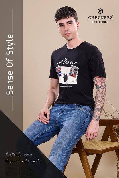 Style No 809 816 Checkers Tencil Lycra Mens Tshirts Supplier