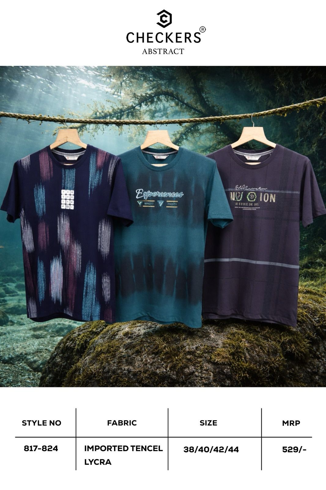 Style No 817-824 Checkers Tencil Lycra Mens Tshirts Supplier Ahmedabad