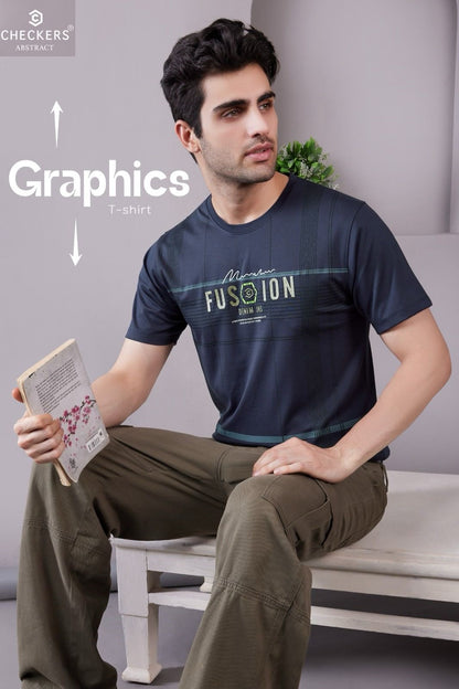 Style No 817-824 Checkers Tencil Lycra Mens Tshirts Supplier Ahmedabad