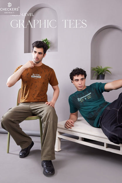 Style No 817-824 Checkers Tencil Lycra Mens Tshirts Supplier Ahmedabad