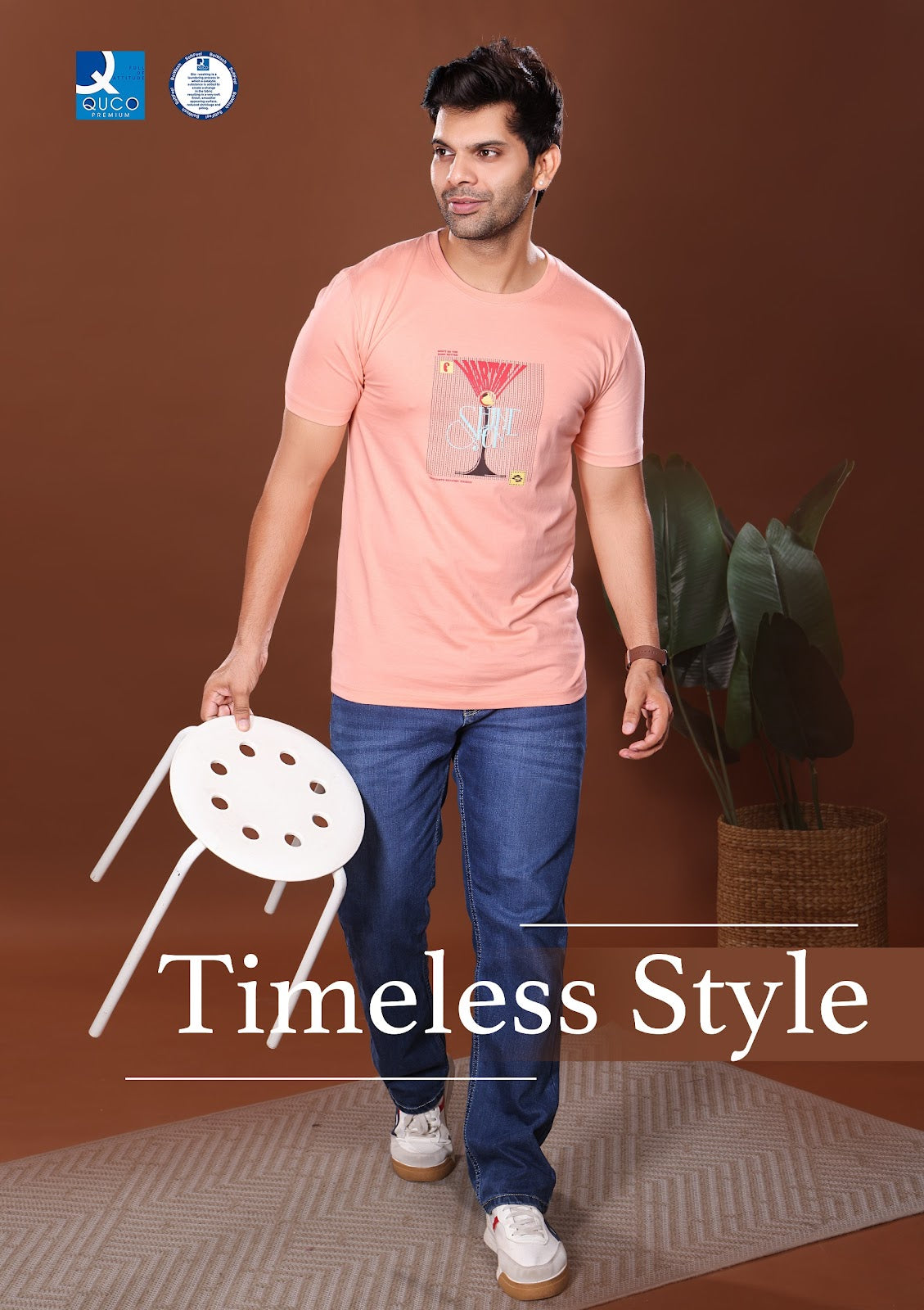 Style No 988 Quco Premium Cotton Biowashed Mens Tshirts Manufacturer Gujarat