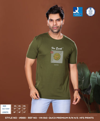 Style No 988 Quco Premium Cotton Biowashed Mens Tshirts Manufacturer Gujarat