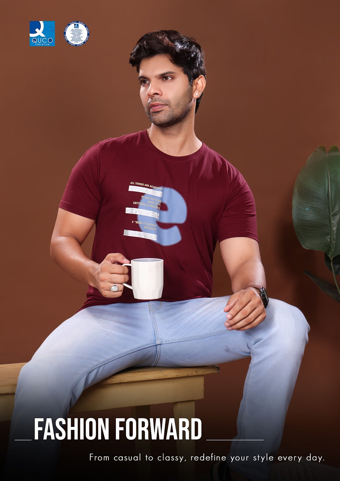 Style No 988 Quco Premium Cotton Biowashed Mens Tshirts Manufacturer Gujarat