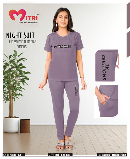 Style No A4 Mitri Imported Pyjama Night Suits Wholesale