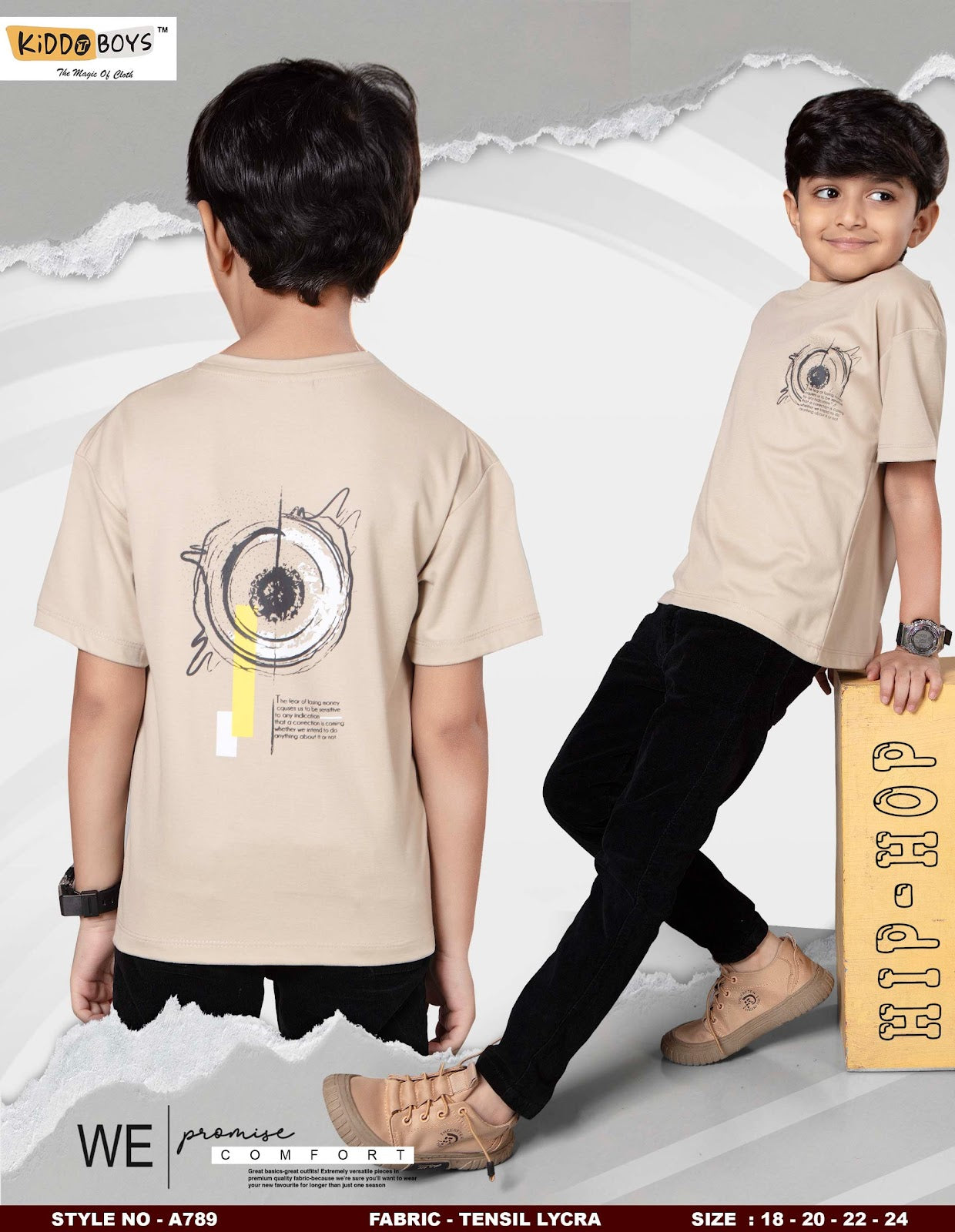 Style No A789 Kiddo Tencil Boys Tshirt Exporter Ahmedabad