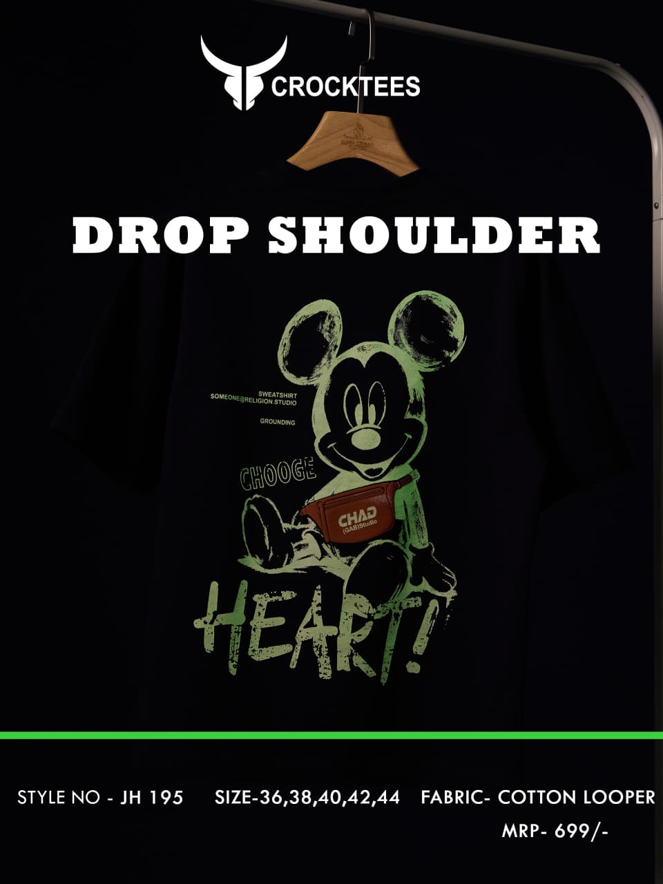 Style No Jh 195 Crocktees Cotton Looper Mens Tshirts Supplier