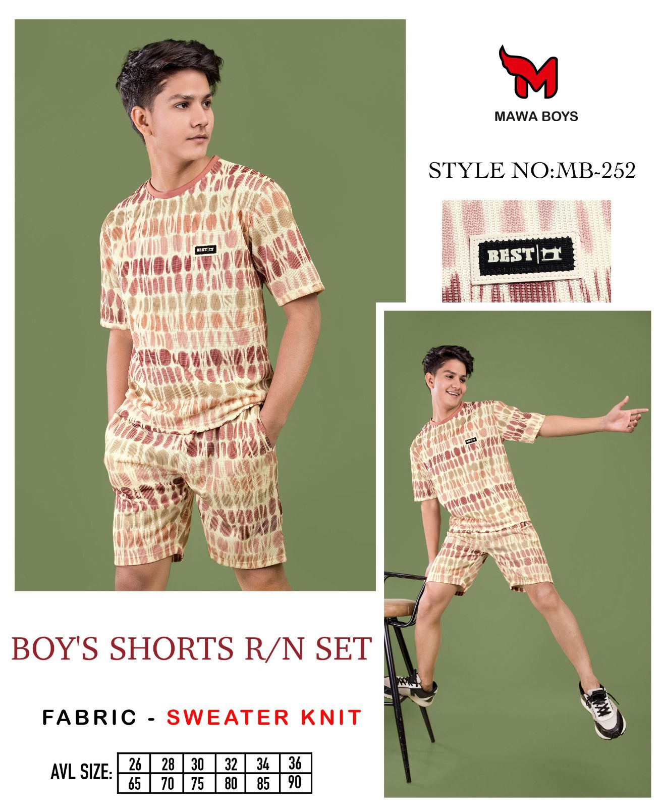 Style No Mb 252 Mawa Knit Boys Co Ord Set Exporter India