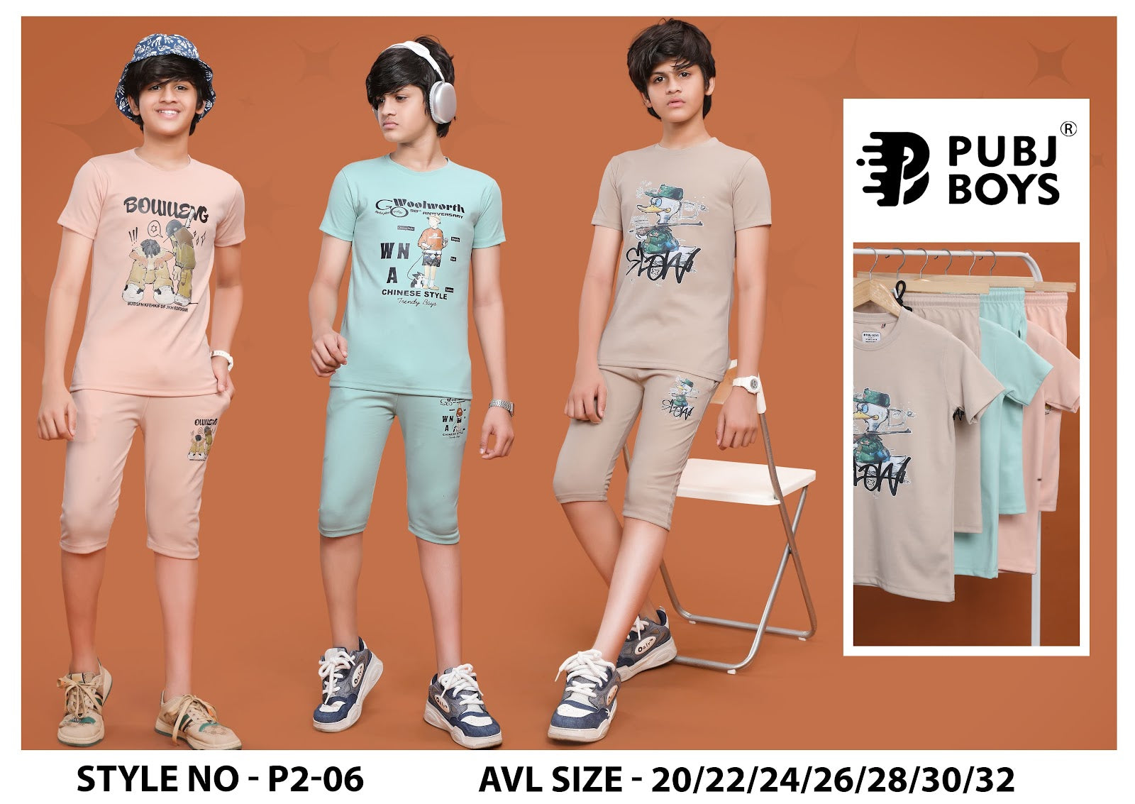 Style No P2-06 Pubj Imported Boys Capri Night Suit Supplier Ahmedabad