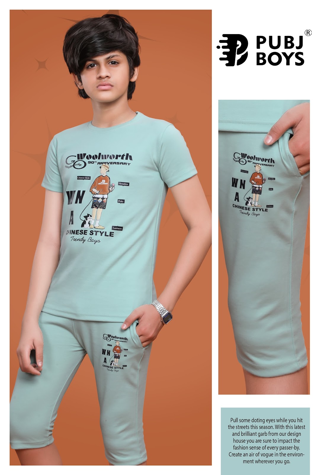 Style No P2-06 Pubj Imported Boys Capri Night Suit Supplier Ahmedabad