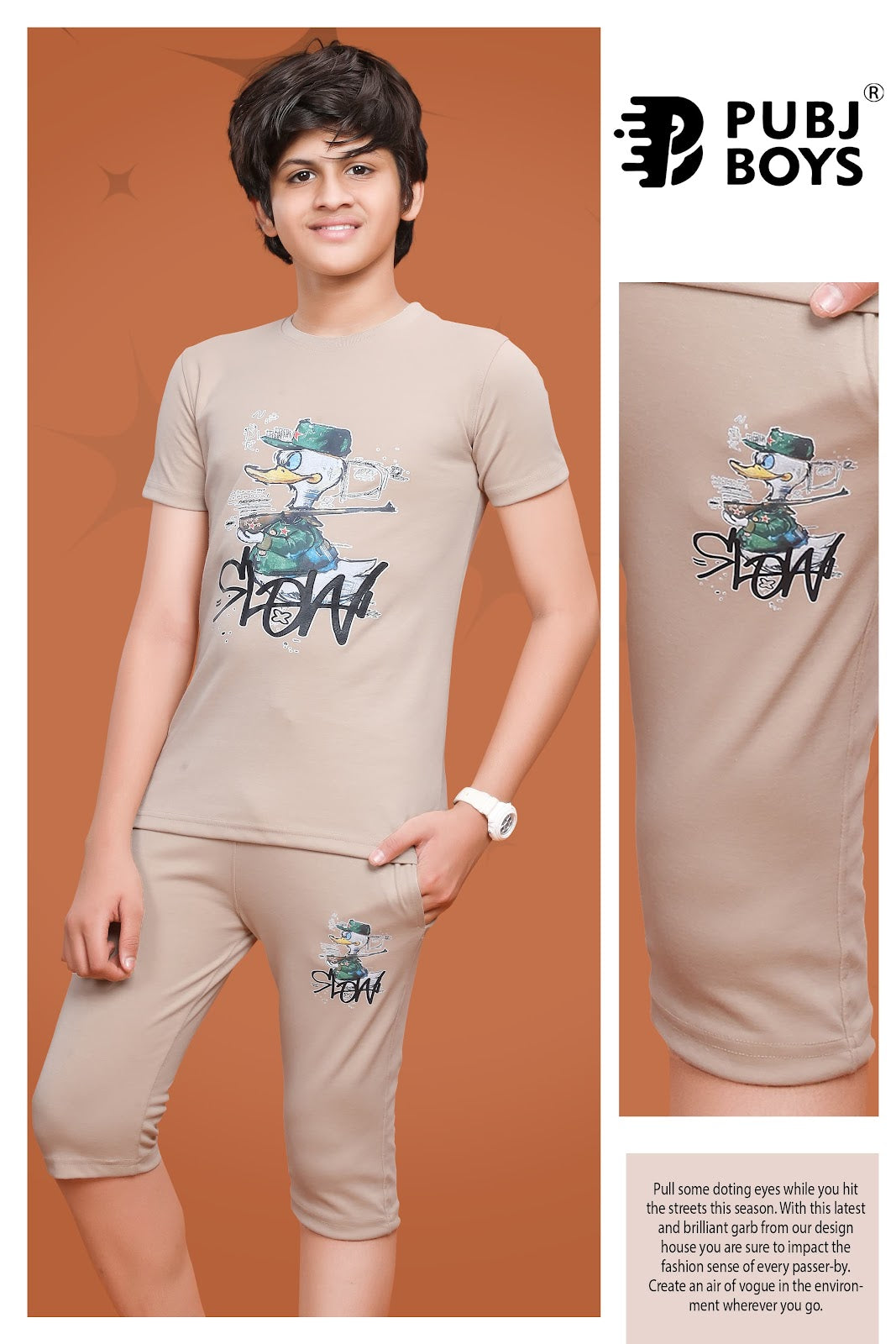 Style No P2-06 Pubj Imported Boys Capri Night Suit Supplier Ahmedabad