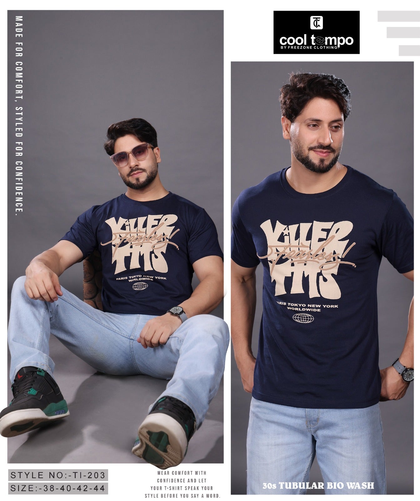 Style No Tl 203 Cool Tempo Cotton Biowashed Mens Tshirts Wholesale Price