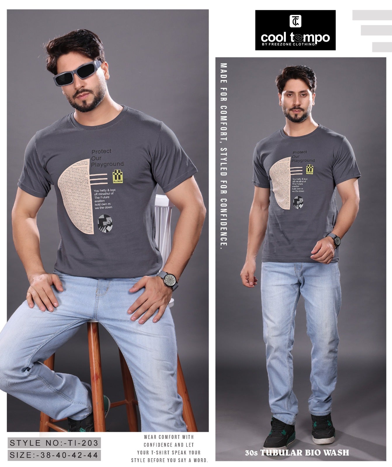 Style No Tl 203 Cool Tempo Cotton Biowashed Mens Tshirts Wholesale Price