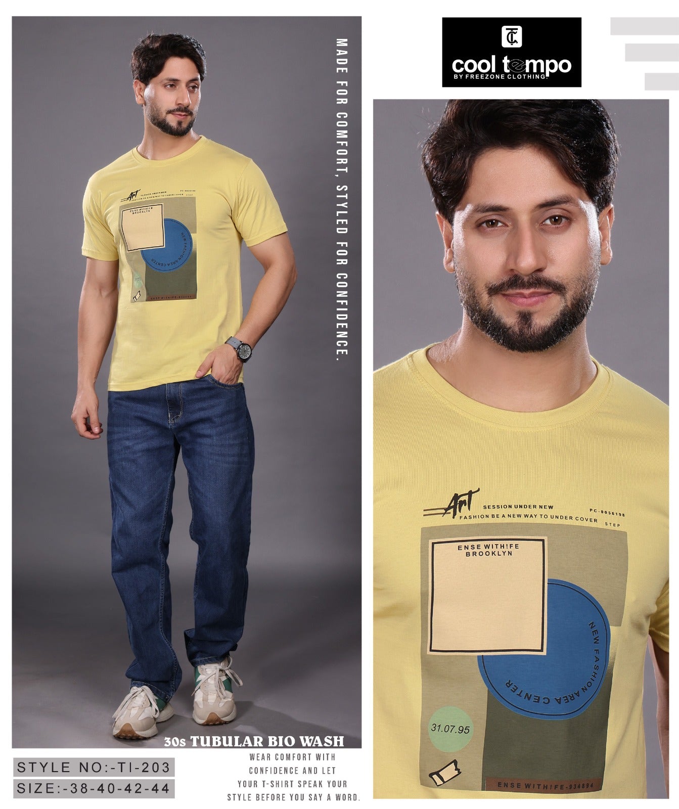 Style No Tl 203 Cool Tempo Cotton Biowashed Mens Tshirts Wholesale Price