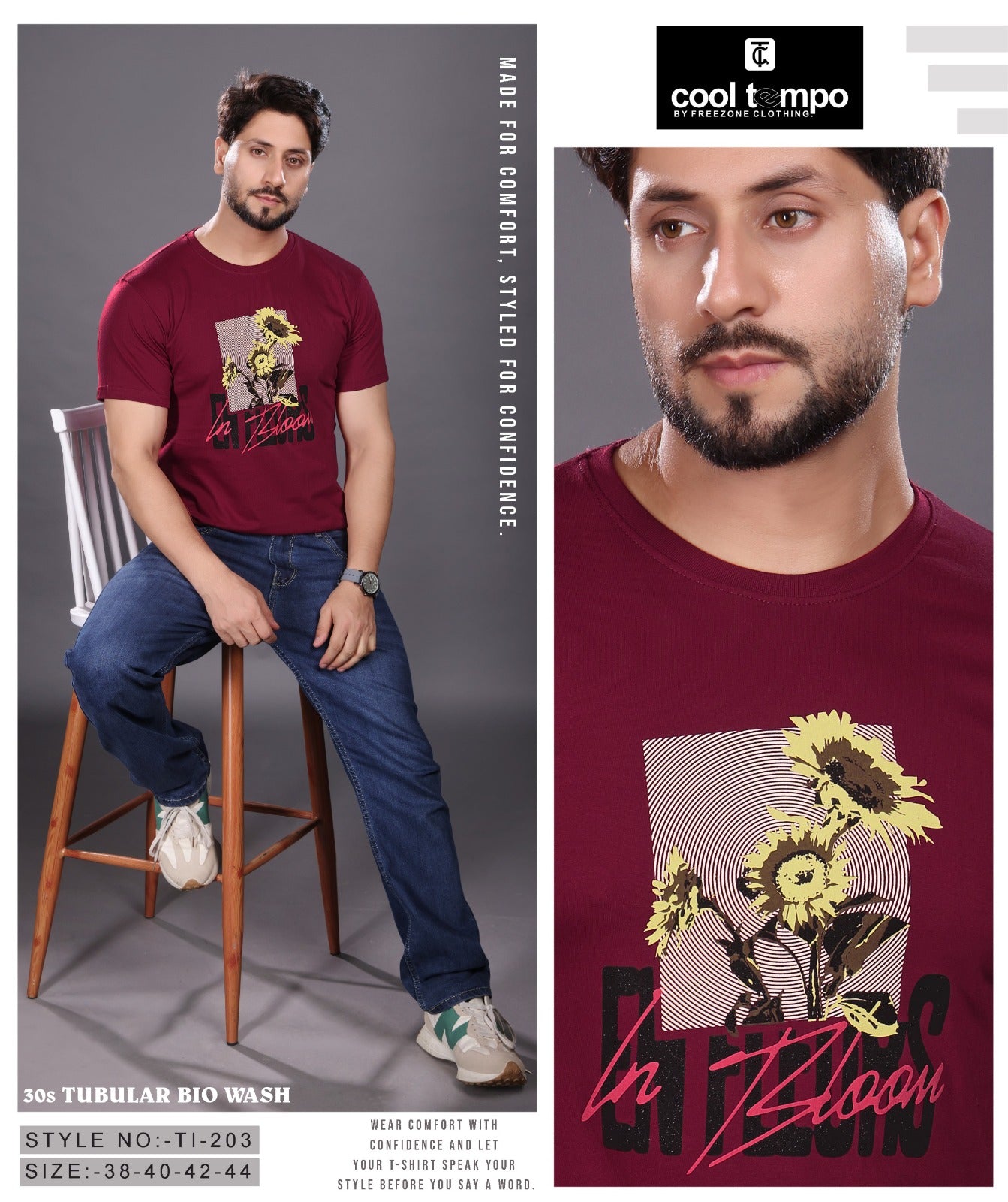 Style No Tl 203 Cool Tempo Cotton Biowashed Mens Tshirts Wholesale Price