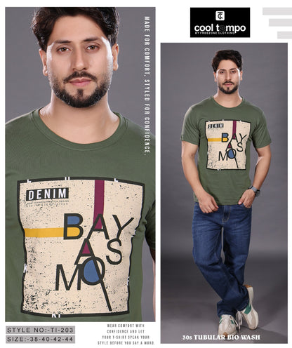 Style No Tl 203 Cool Tempo Cotton Biowashed Mens Tshirts Wholesale Price