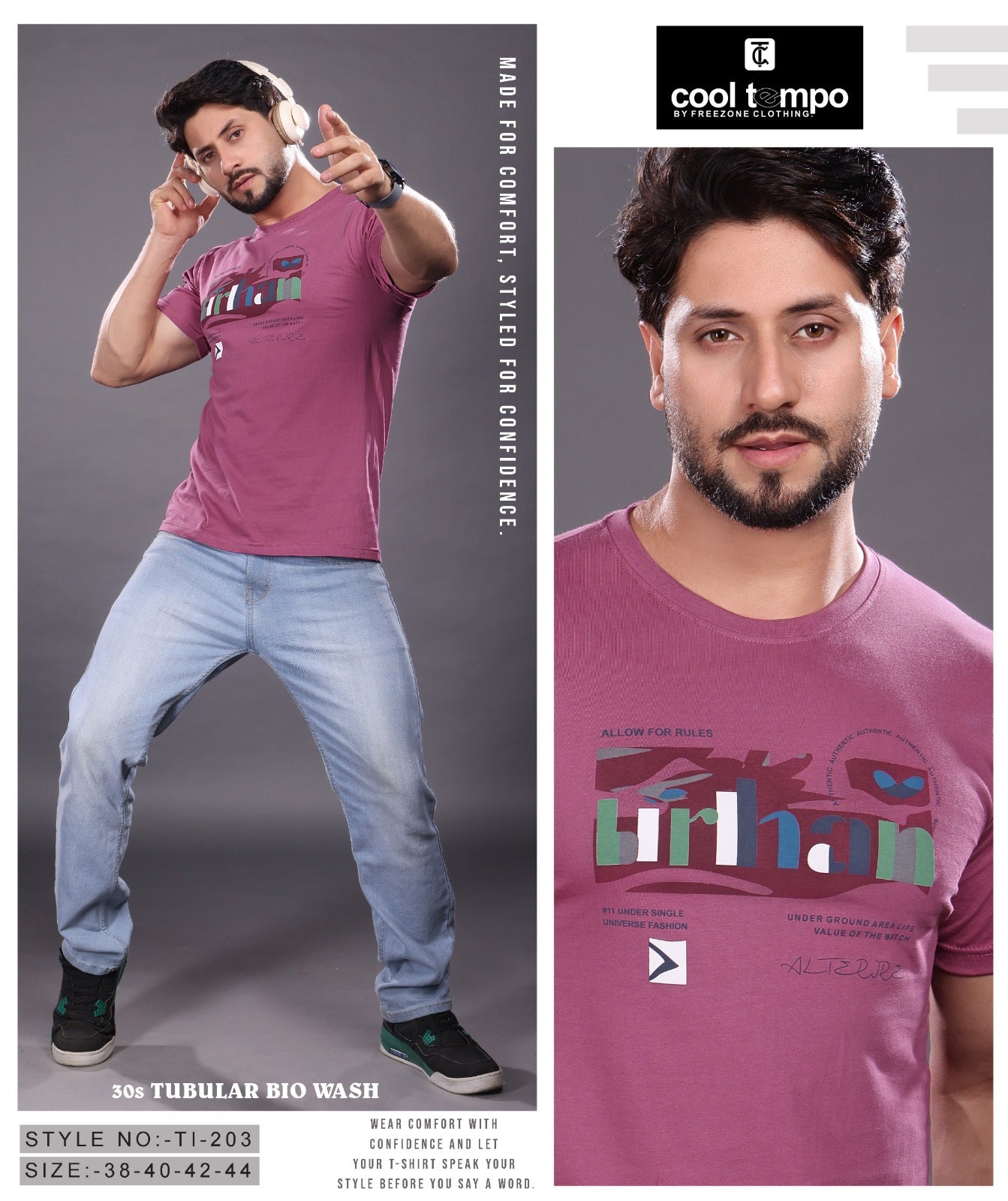 Style No Tl 203 Cool Tempo Cotton Biowashed Mens Tshirts Wholesale Price