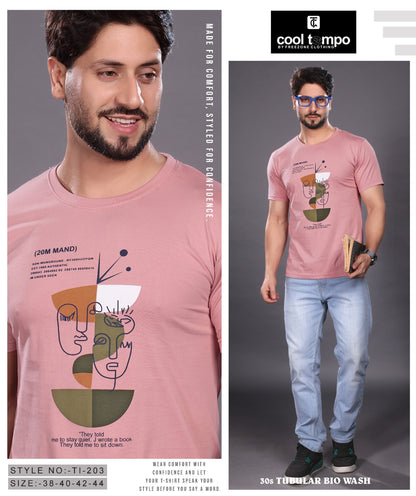 Style No Tl 203 Cool Tempo Cotton Biowashed Mens Tshirts Wholesale Price