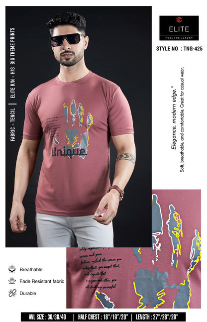 Style No Tng 425 Elite Tencil Lycra Mens Tshirts Exporter Gujarat