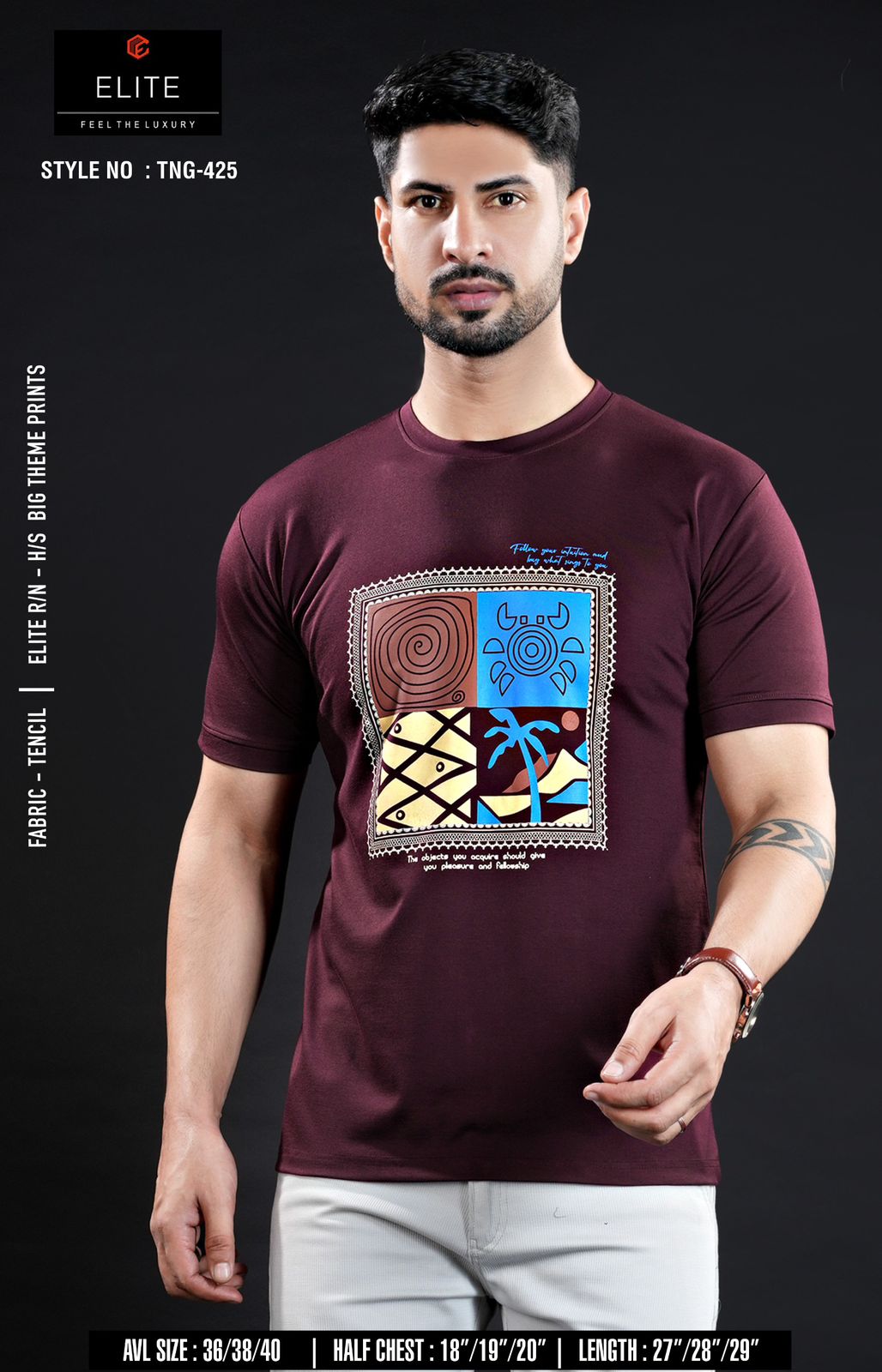 Style No Tng 425 Elite Tencil Lycra Mens Tshirts Exporter Gujarat
