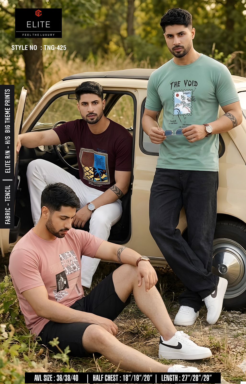 Style No Tng 425 Elite Tencil Lycra Mens Tshirts Exporter Gujarat
