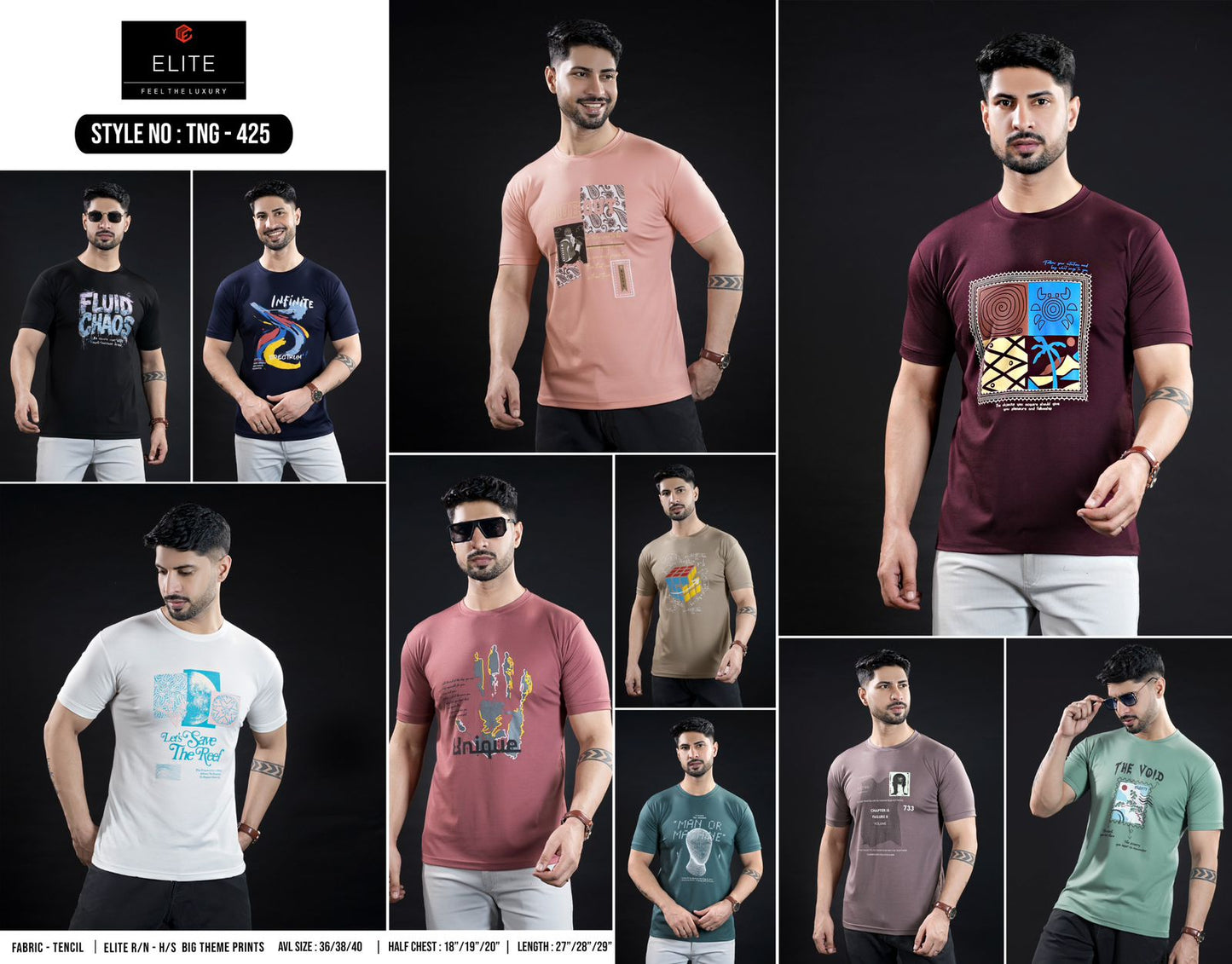 Style No Tng 425 Elite Tencil Lycra Mens Tshirts Exporter Gujarat