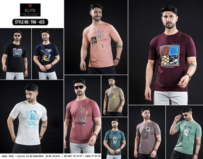 Style No Tng 425 Elite Tencil Lycra Mens Tshirts Exporter Gujarat