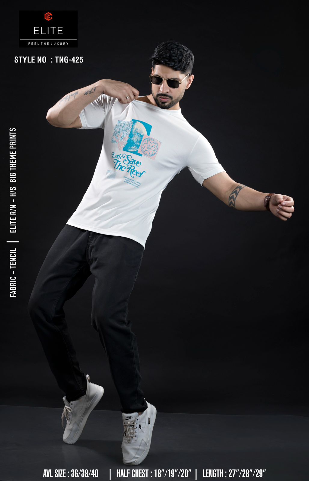 Style No Tng 425 Elite Tencil Lycra Mens Tshirts Exporter Gujarat