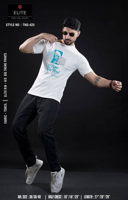 Style No Tng 425 Elite Tencil Lycra Mens Tshirts Exporter Gujarat